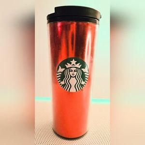 STARBUCKS Red Foil Tumbler Hot Cold Coffee 16 Oz Holiday 2020